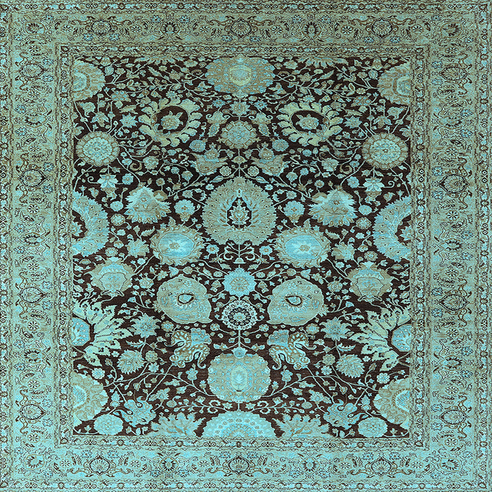 Square Oriental Light Blue Traditional Rug, urb758lblu