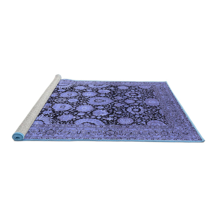 Sideview of Machine Washable Oriental Blue Traditional Rug, wshurb758blu