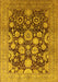 Machine Washable Oriental Yellow Traditional Rug, wshurb758yw