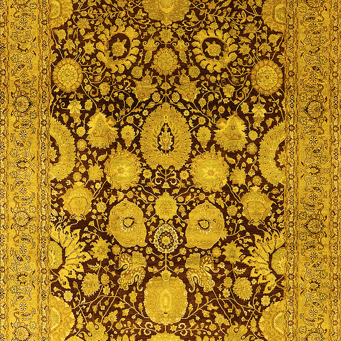 Machine Washable Oriental Yellow Traditional Rug, wshurb758yw
