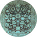 Round Oriental Light Blue Traditional Rug, urb758lblu
