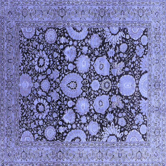 Square Machine Washable Oriental Blue Traditional Rug, wshurb758blu