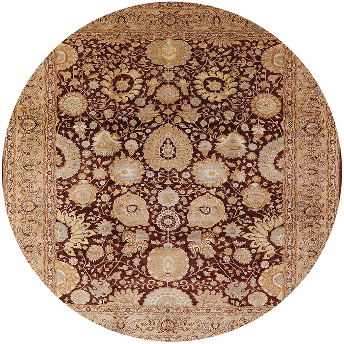 Round Mid-Century Modern Sandy Brown Oriental Rug, urb758