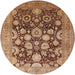 Round Mid-Century Modern Sandy Brown Oriental Rug, urb758