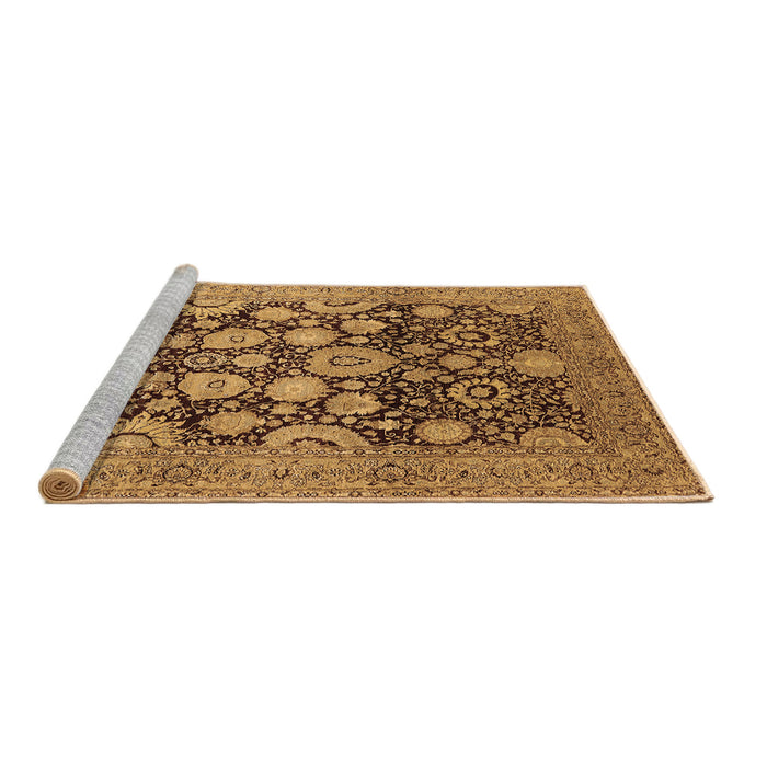 Sideview of Machine Washable Oriental Brown Traditional Rug, wshurb758brn
