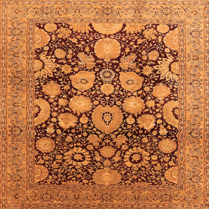 Square Machine Washable Oriental Orange Traditional Area Rugs, wshurb758org