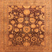 Square Machine Washable Oriental Orange Traditional Area Rugs, wshurb758org