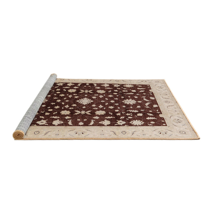 Sideview of Machine Washable Industrial Modern Red Brown Rug, wshurb759