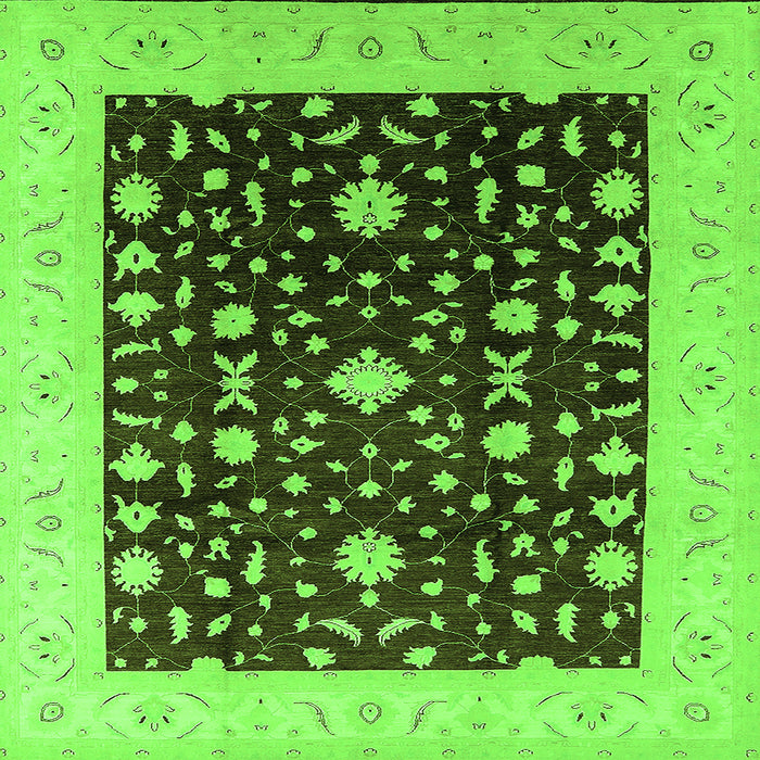 Square Oriental Green Traditional Rug, urb759grn