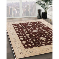 Mid-Century Modern Red Brown Oriental Rug, urb759