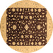 Round Oriental Brown Traditional Rug, urb759brn