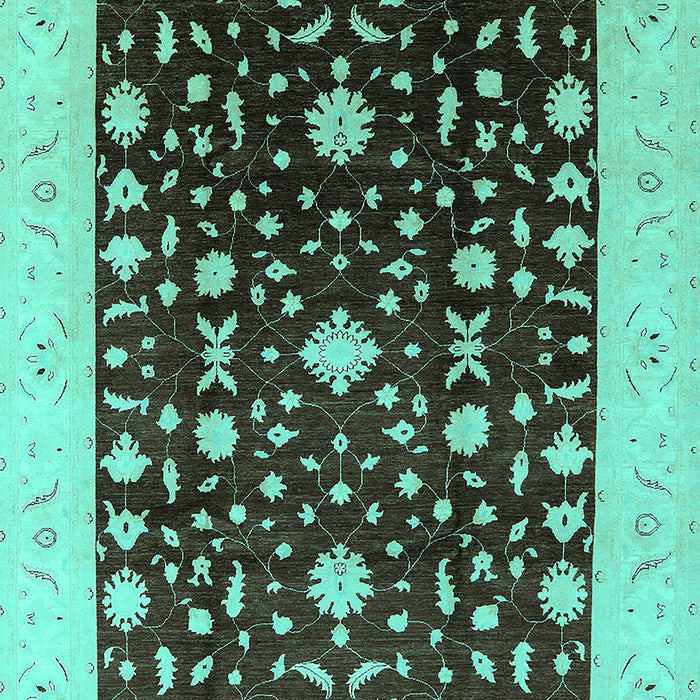 Machine Washable Oriental Turquoise Traditional Area Rugs, wshurb759turq