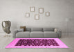 Machine Washable Oriental Pink Traditional Rug in a Living Room, wshurb759pnk
