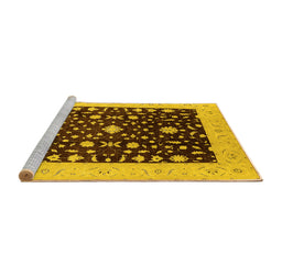 Sideview of Machine Washable Oriental Yellow Traditional Rug, wshurb759yw