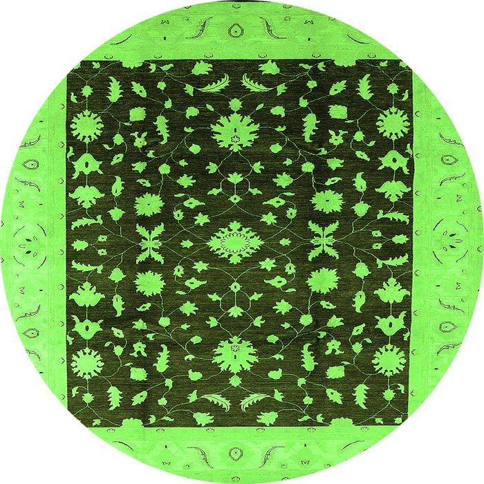 Round Oriental Green Traditional Rug, urb759grn