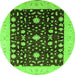 Round Oriental Green Traditional Rug, urb759grn