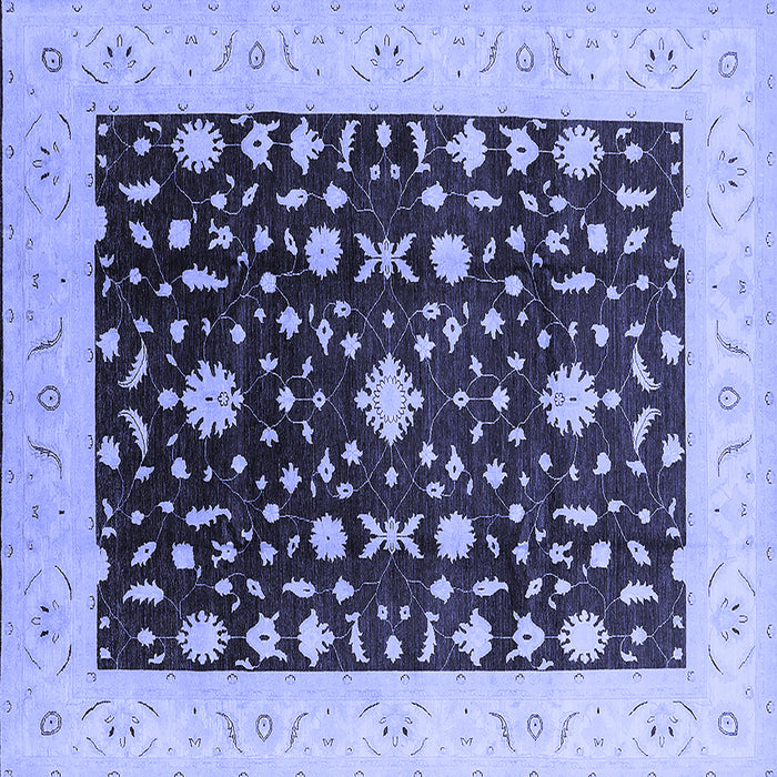 Square Machine Washable Oriental Blue Traditional Rug, wshurb759blu