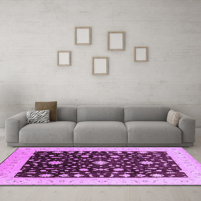 Machine Washable Oriental Purple Traditional Area Rugs in a Living Room, wshurb759pur