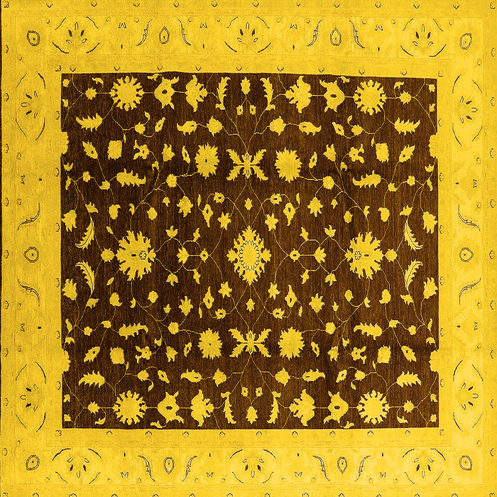 Square Machine Washable Oriental Yellow Traditional Rug, wshurb759yw