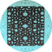 Round Oriental Light Blue Traditional Rug, urb759lblu