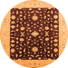 Round Machine Washable Oriental Orange Traditional Area Rugs, wshurb759org