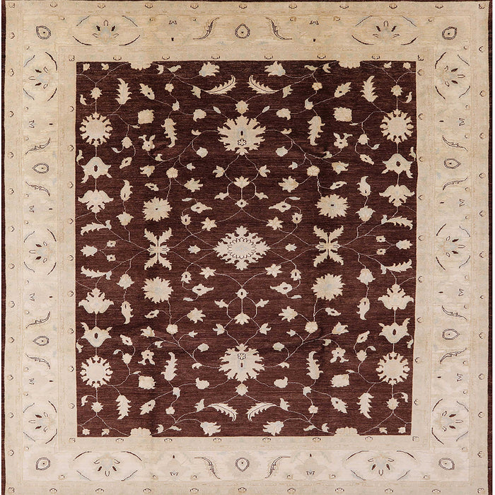 Square Mid-Century Modern Red Brown Oriental Rug, urb759