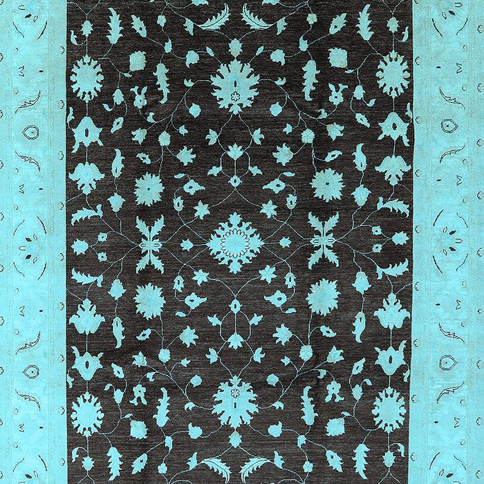 Machine Washable Oriental Light Blue Traditional Rug, wshurb759lblu