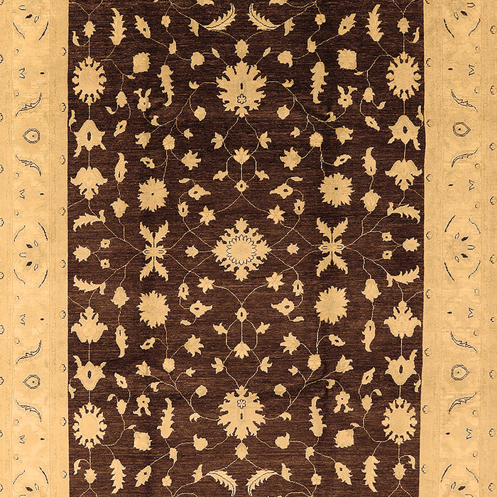 Machine Washable Oriental Brown Traditional Rug, wshurb759brn