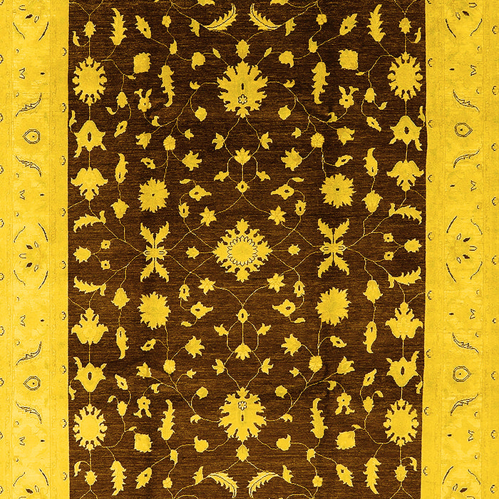 Machine Washable Oriental Yellow Traditional Rug, wshurb759yw