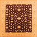 Square Machine Washable Oriental Orange Traditional Area Rugs, wshurb759org