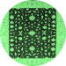 Round Oriental Emerald Green Traditional Rug, urb759emgrn
