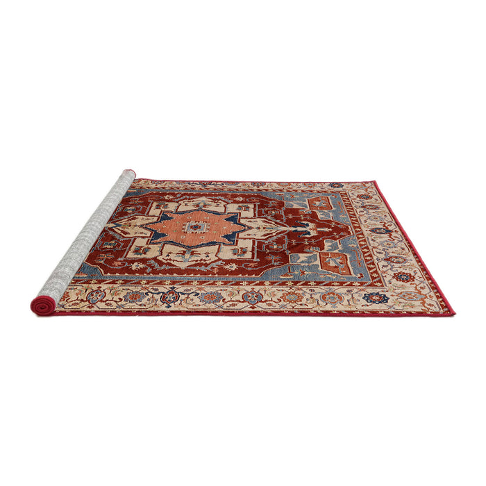 Sideview of Machine Washable Industrial Modern Fire Brick Red Rug, wshurb760