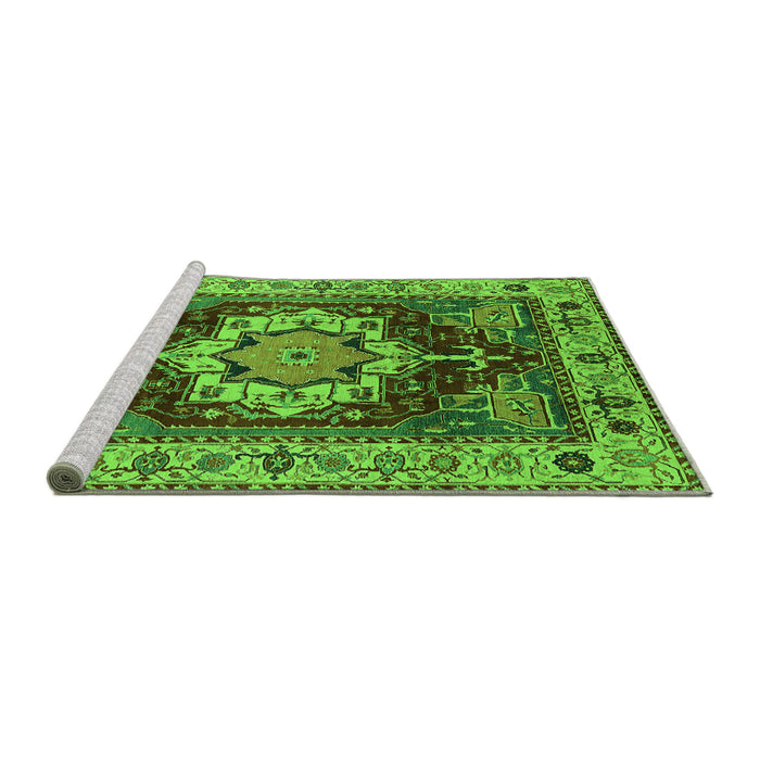 Sideview of Machine Washable Persian Green Traditional Area Rugs, wshurb760grn
