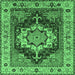 Square Machine Washable Persian Emerald Green Traditional Area Rugs, wshurb760emgrn