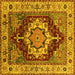 Square Machine Washable Persian Yellow Traditional Rug, wshurb760yw