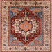 Square Mid-Century Modern Fire Brick Red Persian Rug, urb760