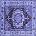 Square Machine Washable Persian Blue Traditional Rug, wshurb760blu