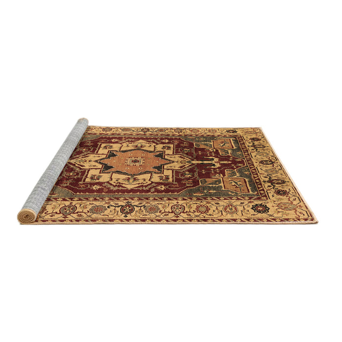 Sideview of Machine Washable Persian Brown Traditional Rug, wshurb760brn