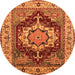 Round Persian Orange Traditional Rug, urb760org