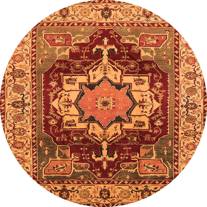 Round Machine Washable Persian Orange Traditional Area Rugs, wshurb760org