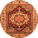 Round Machine Washable Persian Orange Traditional Area Rugs, wshurb760org