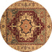 Round Machine Washable Persian Brown Traditional Rug, wshurb760brn