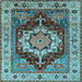 Square Machine Washable Persian Light Blue Traditional Rug, wshurb760lblu