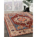 Mid-Century Modern Fire Brick Red Persian Rug in Family Room, urb760