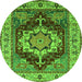 Round Persian Green Traditional Rug, urb760grn