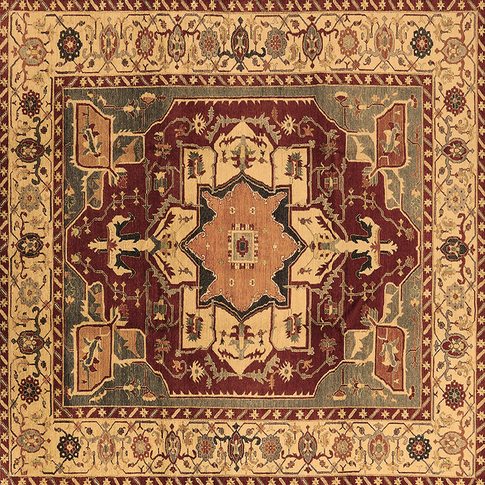 Square Machine Washable Persian Brown Traditional Rug, wshurb760brn
