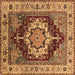 Square Machine Washable Persian Brown Traditional Rug, wshurb760brn