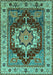 Machine Washable Persian Turquoise Traditional Area Rugs, wshurb760turq