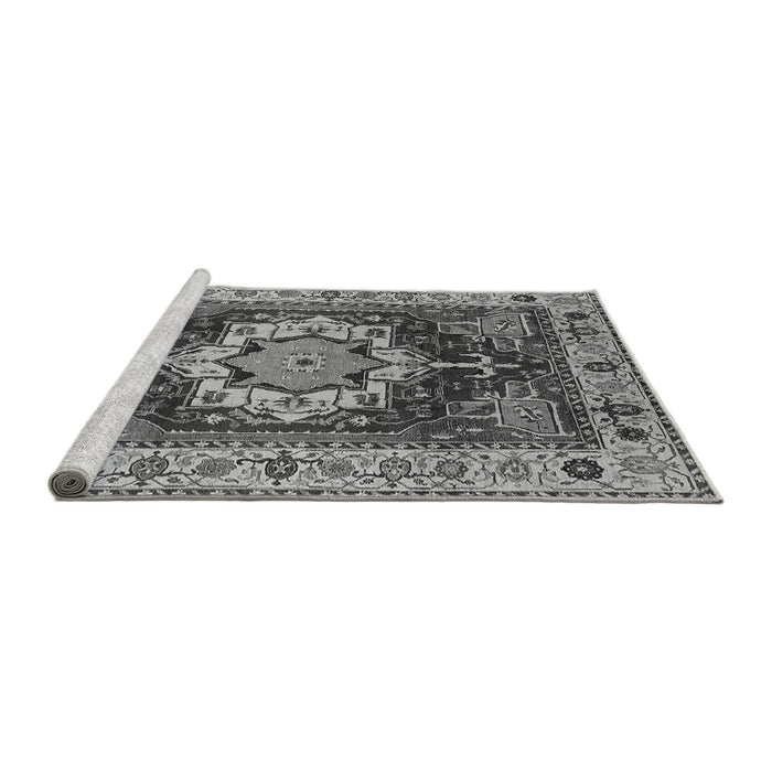 Sideview of Machine Washable Persian Gray Traditional Rug, wshurb760gry