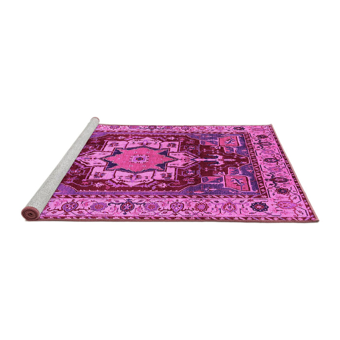 Sideview of Machine Washable Persian Pink Traditional Rug, wshurb760pnk